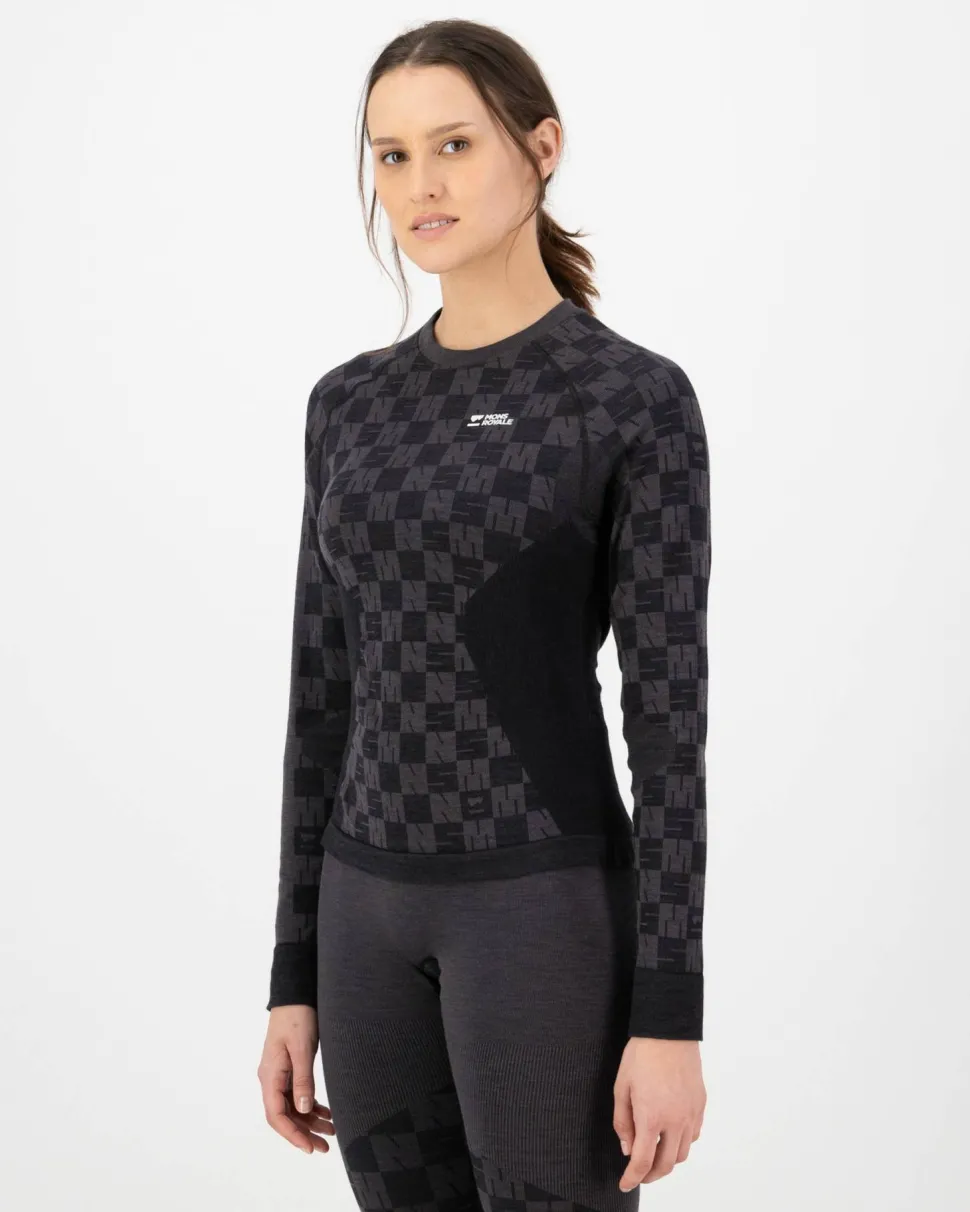Mons Royale Women's Ascender Merino Seamless Long Sleeve Forged Iron/Black
