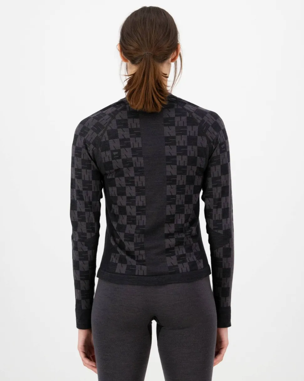 Mons Royale Women's Ascender Merino Seamless Long Sleeve Forged Iron/Black