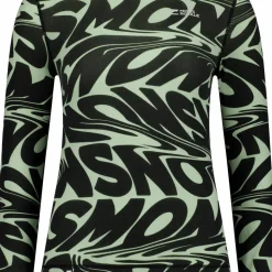 Mons Royale Women's Cascade Merino Base Layer Mock Neck Long Sleeve Signal Lost Matcha