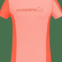 Norrøna Women's Falketind Equaliser Merino T-Shirt Peach Amber/Orange Alert