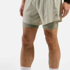 Odlo Men's Odlo X-Alp Trail 6 Inch 2-In-1 Short Agate Gray - Vetiver
