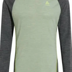 Odlo Men's Performance Wool 150 Base Layer Matte Green/Dark Grey Melange