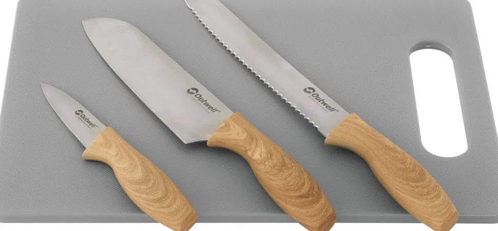 Outwell Caldas Knife Set Wide Cutting Board Black