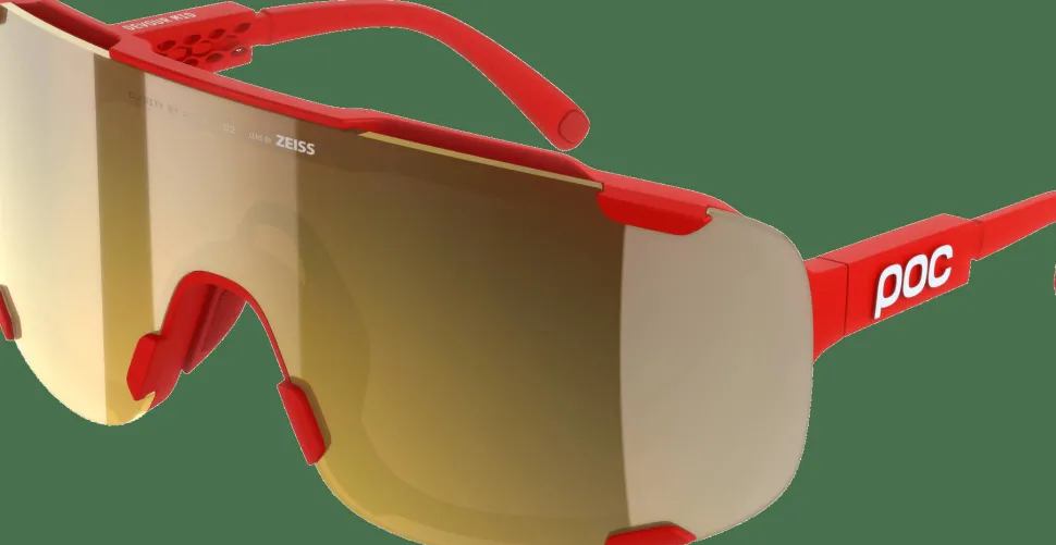 POC Devour Mid Bike Sunglasses Prismane Red/Clarity Road/Partly Sunny Gold