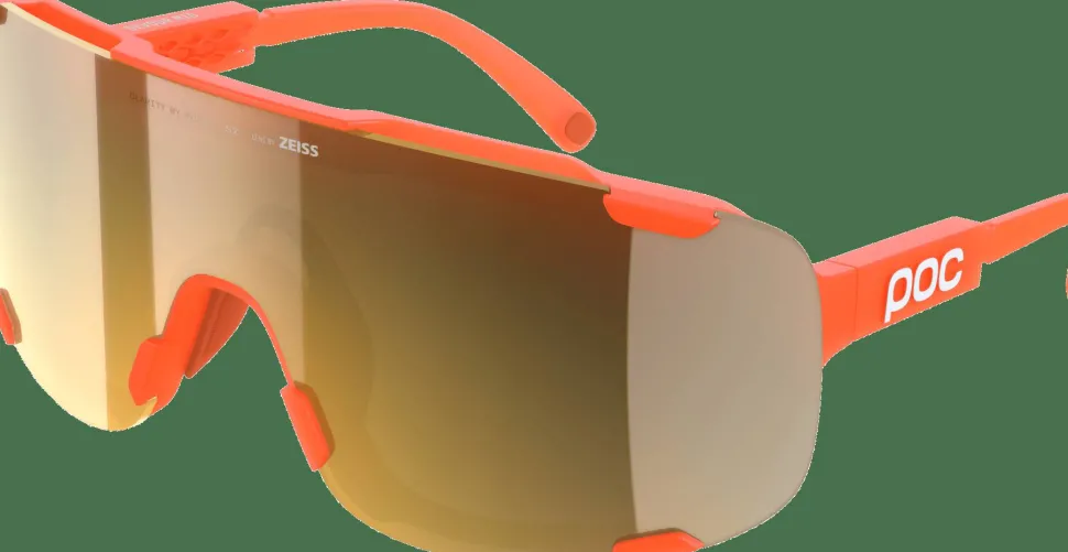 POC Devour Mid Bike Sunglasses Fluo. Orange Translucent/Clarity Road/Partly Sunny Gold