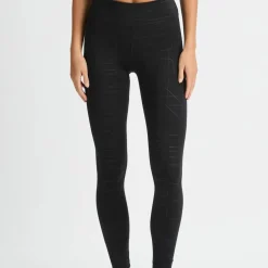 Röhnisch Women's Logo Effect High Waist Tights Black Logo Emboss