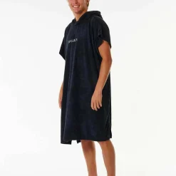 Rip Curl Brand Hooded Poncho Black/Grey