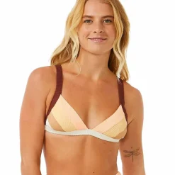 Rip Curl Women's Block Party Spliced Fixed Triangle Bikini Top Bone