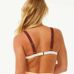 Rip Curl Women's Block Party Spliced Fixed Triangle Bikini Top Bone