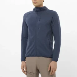 Salomon Men's Essential Lightwarm Hoodie Blue Nights