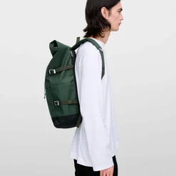 Sandqvist Icon Rolltop Backpack L Dawn Green With Dark Brown Leather