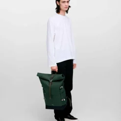 Sandqvist Icon Rolltop Backpack L Dawn Green With Dark Brown Leather