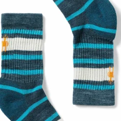 Smartwool Kids' Hike Light Cushion Striped Crew Socks Twilight Blue