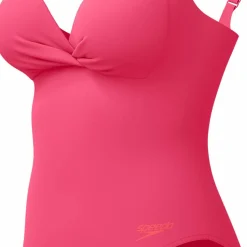 Speedo Womens Shaping Cross Knot 1 Piece Dark Pink