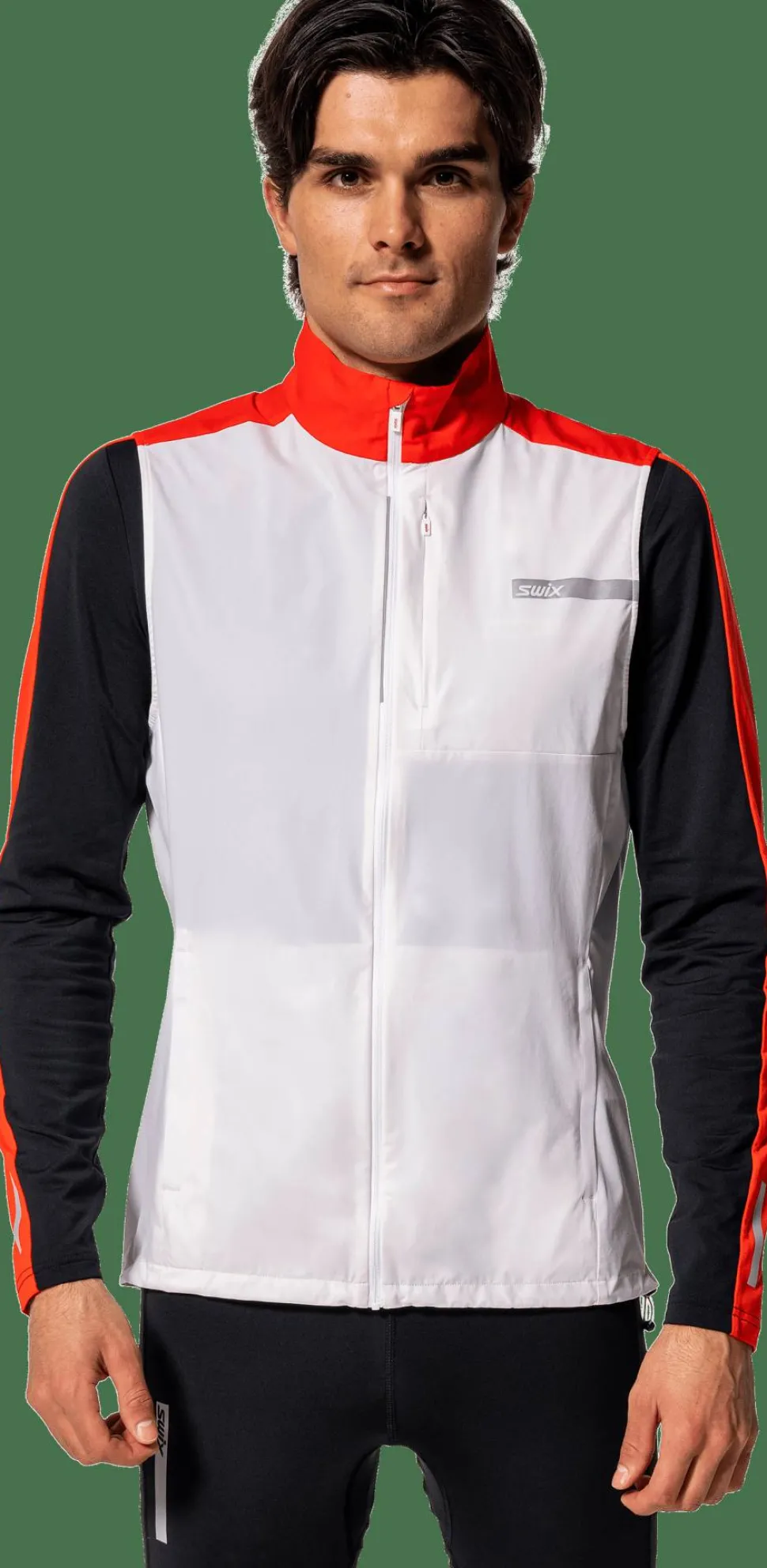 Swix Men's Roadline Wind Vest Bright White/Fiery Red