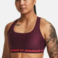 Under Armour Women's UA Crossback Mid Bra Dark Maroon