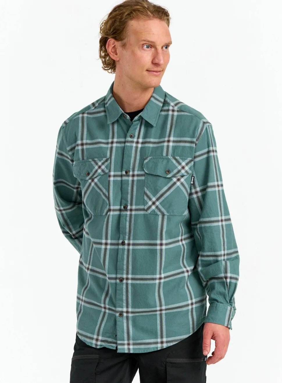 Urberg Men's Two Pocket Flanell Shirt Blue Nights/deep Lichen Green