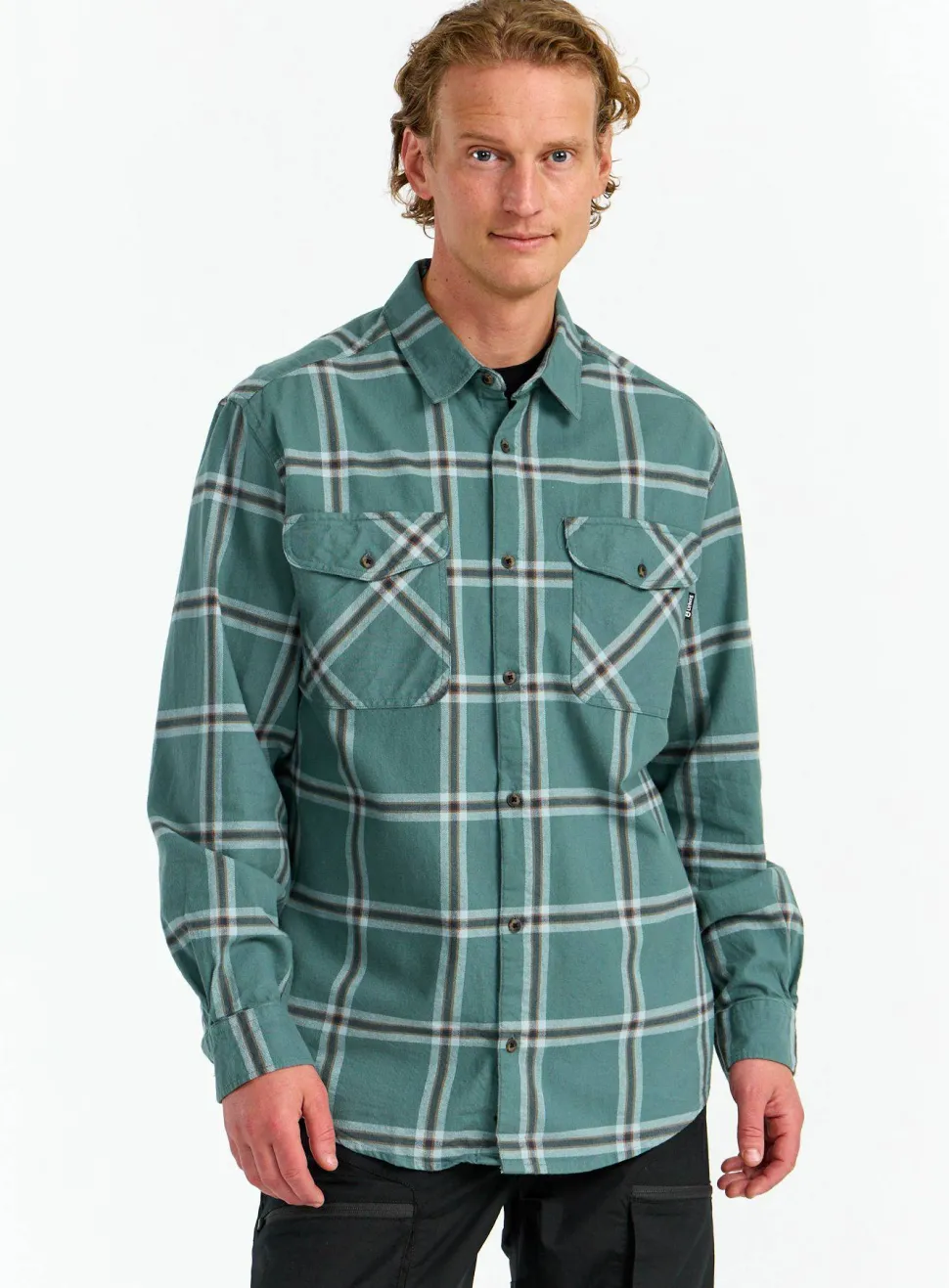 Urberg Men's Two Pocket Flanell Shirt Blue Nights/deep Lichen Green