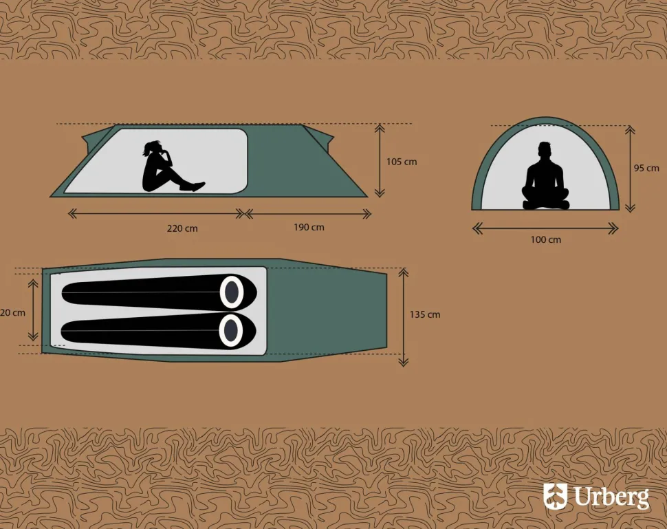 Urberg 2-Persons Trekking Tunnel Tent 2,0 Kombu Green