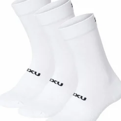 2XU Crew Socks 3 Pack White/Black