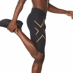 2XU Men's MCS Run Compression Shorts Black/Gold Reflective
