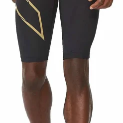 2XU Men's MCS Run Compression Shorts Black/Gold Reflective