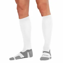 2XU VECTR Light Cushion Full Length Socks White/Grey