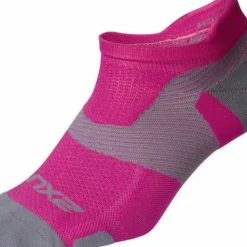 2XU Vectr Light Cushion No Show Sock Magenta/Light Grey
