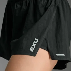 2XU Women's Aero Hi-Rise 2-In-1 3 Inch Shorts Black/silver Reflective