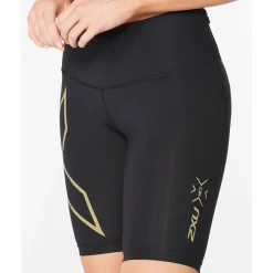 2XU Women's Light Speed Mid-Rise Compression Shorts Black/Gold
