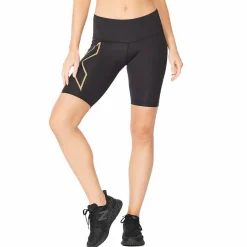 2XU Women's Light Speed Mid-Rise Compression Shorts Black/Gold